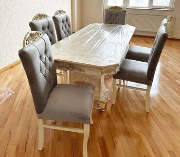 стулья тонет: Для гостиной, Новый, Нераскладной, Прямоугольный стол, 6 стульев — 12