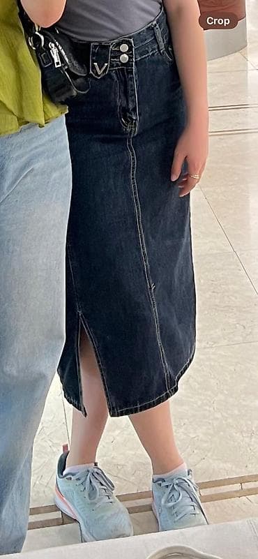 qadın geyimi: Denim ətək -S razmer - Model: Orta uzunluqlu (midi) cins ətək - Rəng — 1