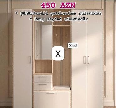 perla dolab: Dəhliz üçün funksional şkaf-komplekt - Material: ağ və ağac — 1