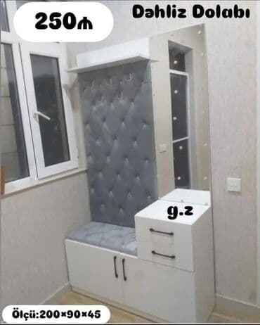 диван для прихожей банкетка в прихожую: Açılan, 2 qapılı Düz dolab, Dəhliz dolabı — 1