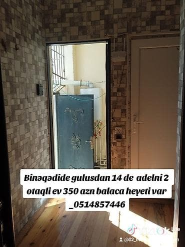 binegedi: 80 kv. m, 2 otaqlı, Kombi, Qaz, İşıq — 1