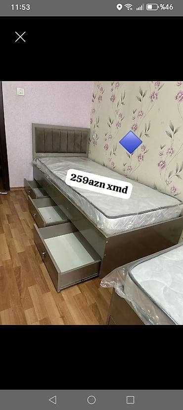 ak mebel: Yeni, Təknəfərlik çarpayı, Bazasız, Matras ilə, Siyirməli — 1