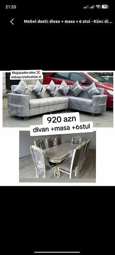 stul plastik: Yeni, Künc divan, Qonaq otağı üçün, Açılmayan — 1