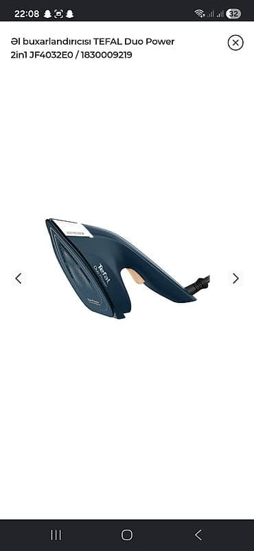 Əl buxarlandırıcısı/ütü – Tefal Duo Power 2‑in‑1 (JF4032E0) lalafo.az -da Əl buxarlandırıcısı/ütü – Tefal Duo Power 2‑in‑1 (JF4032E0)