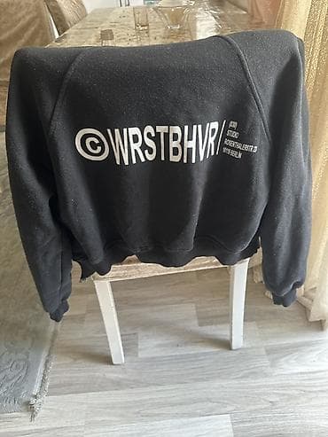 mini geyim: WRSTBHVR qara kapüşonlu zipli sweatshirt - Rəng: qara - Model: ön — 3