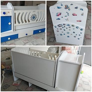 kamotlar mebel: Oğlan və qız üçün, İşlənmiş, Dördbucaq, Beşik, Dəstsiz, Matras ilə, Yellənmə mexanizm ilə — 1