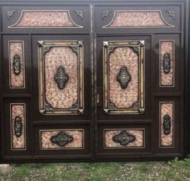 жер тошок: Железо Дворовые ворота, Распашные, 3 м, Механические, С дверью, цвет - Голубой, Нет кредита, Платная установка, Платная доставка — 69