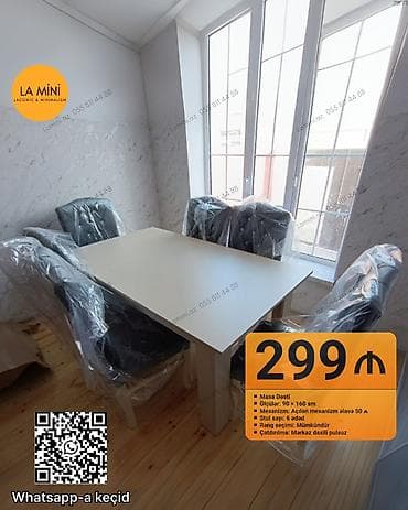 Açılan, Dördbucaq masa, 6 stul