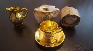 kahla made in gdr: Qəhvə dəsti, rəng - Qızılı, 6 nəfərlik, Yaponiya — 3