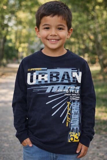 Uşaq uzunqol köynək (svitşört tipli), qaranavy/neyvi rəngdə. - Ön