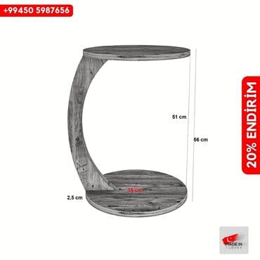 əncir cemi: Jurnal masası, Yeni, Açılmayan, Laminat, Yumru masa — 15