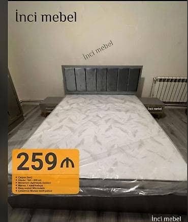 Ev üçün mebel: Yeni, İkinəfərlik çarpayı, Bazasız, Matras ilə, Siyirməsiz, Azərbaycan — 1