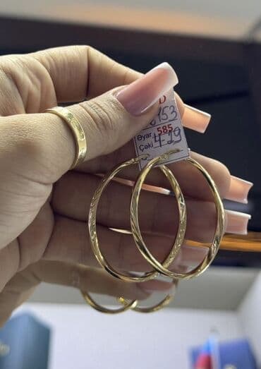 halqa sirqalar: Sırğa, Versace, Sarı qızıl, 585 Əyar, Ödənişli çatdırılma — 3