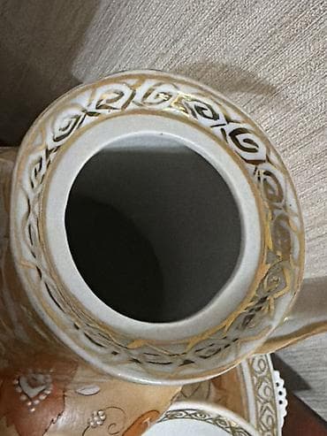 cay: Çay dəsti, rəng - Qızılı, Farfor — 7