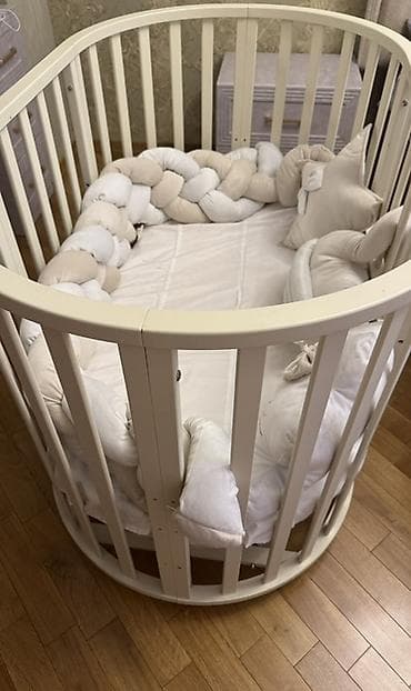 uşağ mebeli: Oğlan və qız üçün, Yumru, Beşik, Dəst ilə, Matras ilə, Yellənmə mexanizmsiz — 2