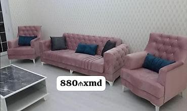 divan masa: Mebel dəsti – 3+1+1 oturma dəsti - Tərkib: 1 ədəd üçlü divan, 2 ədəd — 1