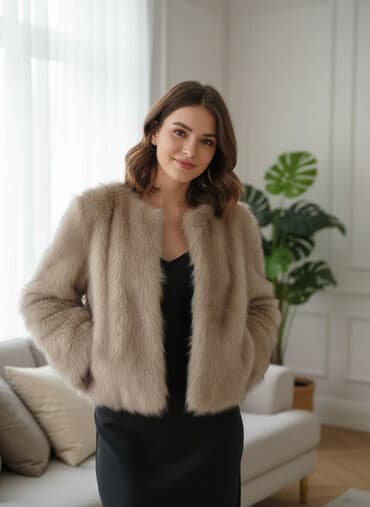 kurtka modelleri: Kürk, L, rəng - Bej — 4