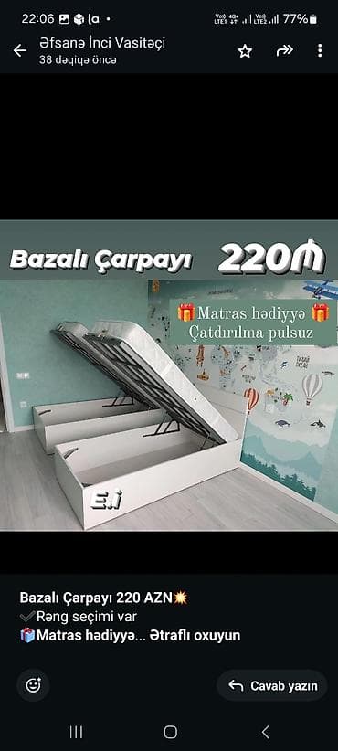 islenmis matras: Birnəfərlik, Bazalı, Pulsuz matras, Siyirməsiz, Azərbaycan — 9