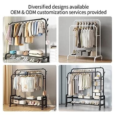 bez dolab: Metall paltar asılqanı – iki səviyyəli, təkərlə - Material — 2