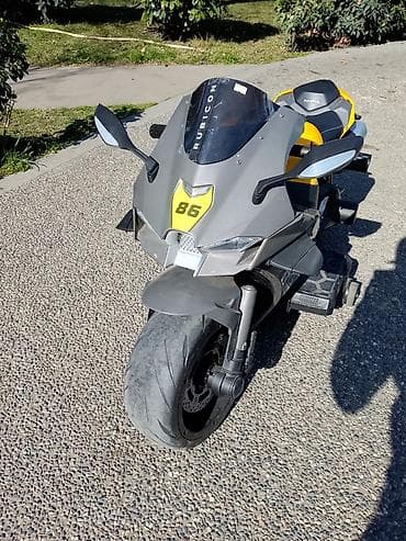 Uşaq üçün elektrikli motosiklet – sport dizayn - Rəng: mavi-ağ, sport — 5