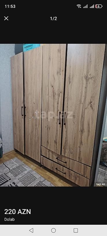 demir polka: 4 qapılı, Siyirməli, Qəhvəyi, Taxta, Açılan, Düz dolab — 2