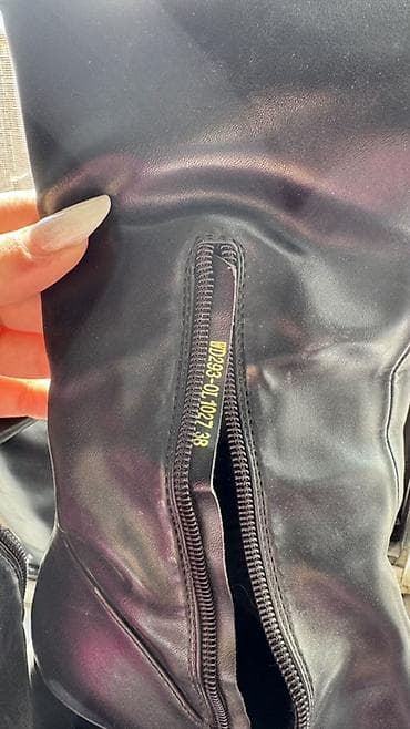 Сапоги: Platformalı çəkmələr - Rəng: qara - Material: hamar eko‑dəri — 7