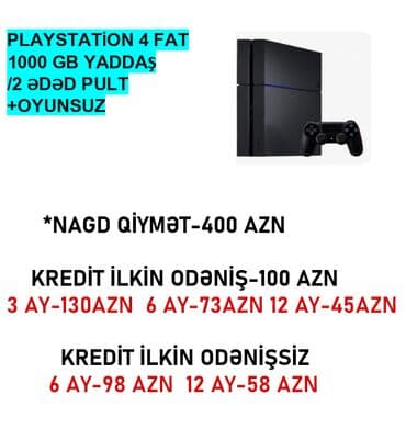 Playstation 4 Nagd ve kredit Cemi 10 deq erzinde onlayn senedlesme