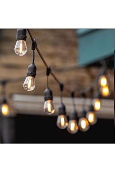 led işq: Günəş enerjisi ilə işləyən işıqlar dekorativ, sarı rəngli, 10 metr — 1