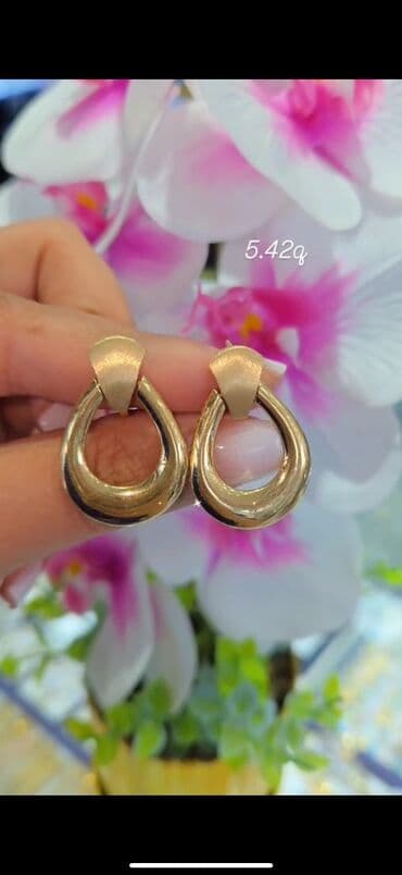 qas sirqalar: Sırğa, Sarı qızıl, 585 Əyar, 123 g, Ödənişli çatdırılma, Ünvandan götürmə — 9