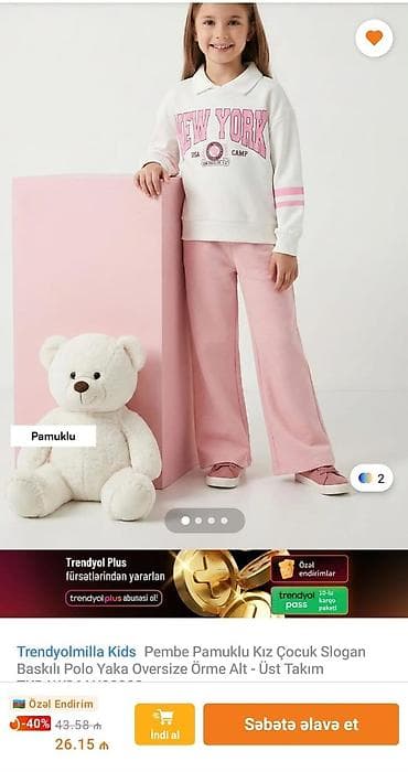 qara uzun don: Trendyolmilla Kids – Pembe pambıqlı qız uşaq dəsti.Əldədir,olcu uygun — 1