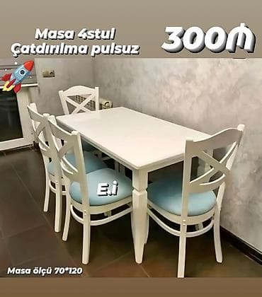 stolllar: Mətbəx üçün, Yeni, Dördbucaq masa, 4 stul — 1