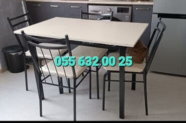 bağça üçün: Yeni, Kvadrat masa, Açılmayan, Stullar ilə, Dəri — 24