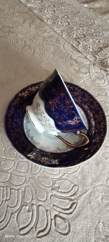 komputer servis: Çay dəsti, rəng - Göy, Farfor, 6 nəfərlik — 2