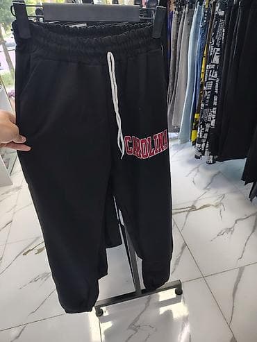 Qara rəngli unisex idman şalvarı – “CAROLINA” yazılı - Model: Jogger