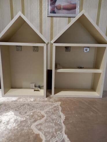 novruz xoncasi 2020: Ev formasında divar rəfləri dəsti - 3 ədəd dekorativ rəf: ikisi orta — 3