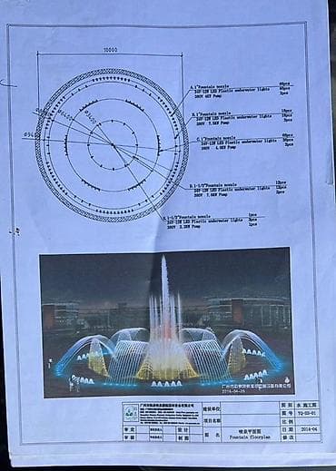 Fəvvarələr: Məhsul: Musiqili rəngli işıqlı şəlalə/fısqıyə sistemi (dairəvi meydan — 1