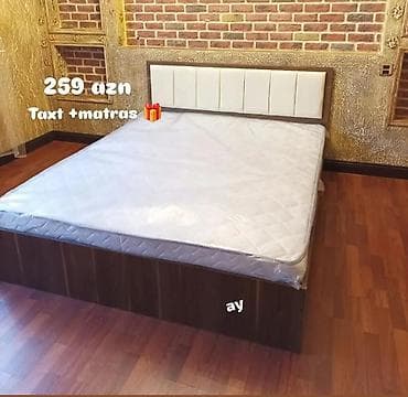 taxt satilir: Yeni, İkinəfərlik çarpayı, Bazasız, Matras ilə, Siyirməsiz, Azərbaycan — 1