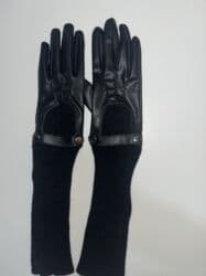 женские кожаные длинные перчатки: Zara teze elcek. 
deri ve toxunma qarışıg model — 10