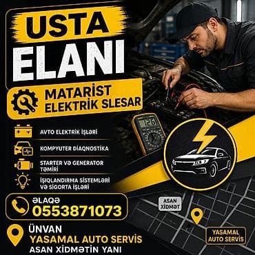 ремонт автобусов: Usta elanı: Matarist elektrik slesar tələb olunur (zastafda olsa — 1