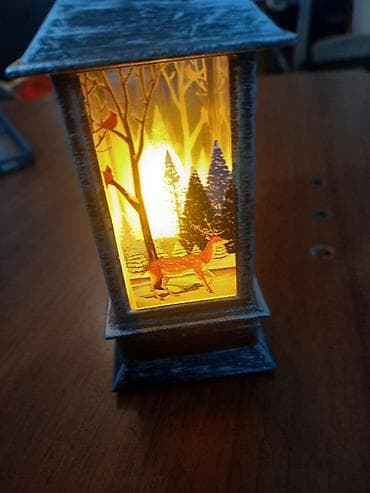 mini led: Dekorativ LED fənər – qış mənzərəli - Dizayn: Dördkünc mini fənər — 2