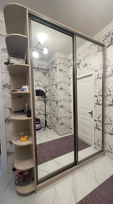 teze dolablar: İşlənmiş, 2 qapılı, Güzgülü, Bej, Digər material, Kupe, Düz dolab — 1