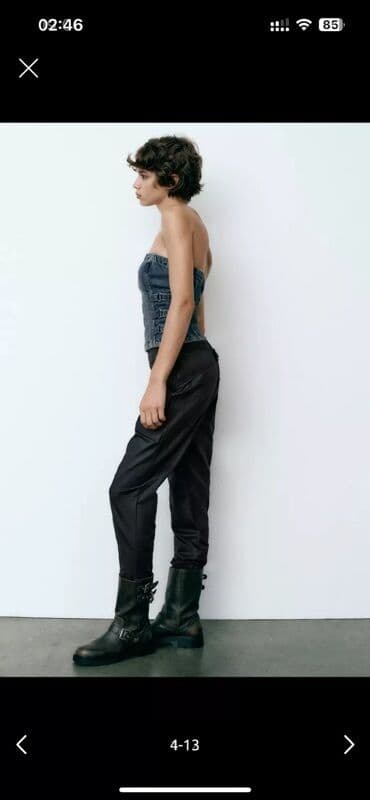 heykelcikler: Zara deri görünümlü qara rəngli, düz biçimli şalvarı. yüngüldür S — 3