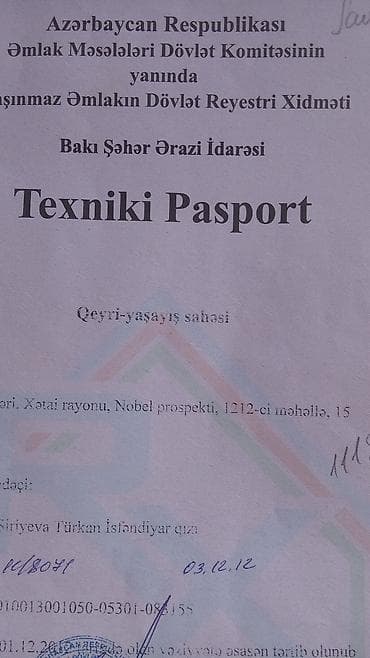 emircanda ev satisi: Bakı şəhəri, Xətai rayonu, Nobel prospekti, 1212-ci məhəllə abyekt — 2