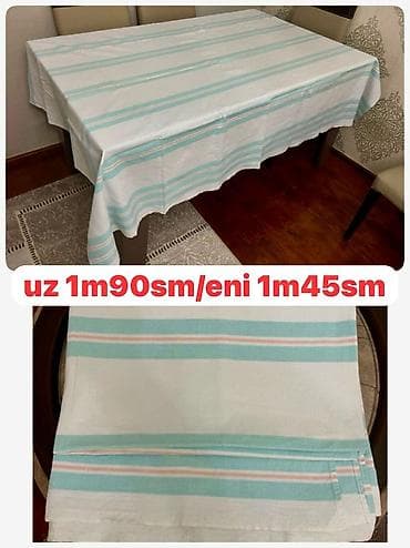 Masa örtükləri dəsti 1) Zolaqlı model - Rəng: ağ fon üzərində açıq — 1