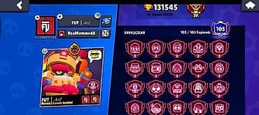 Brawl Stars oyunu üçün inkişaf etmiş hesab - Kupa: 131,545 (ən yüksək — 1