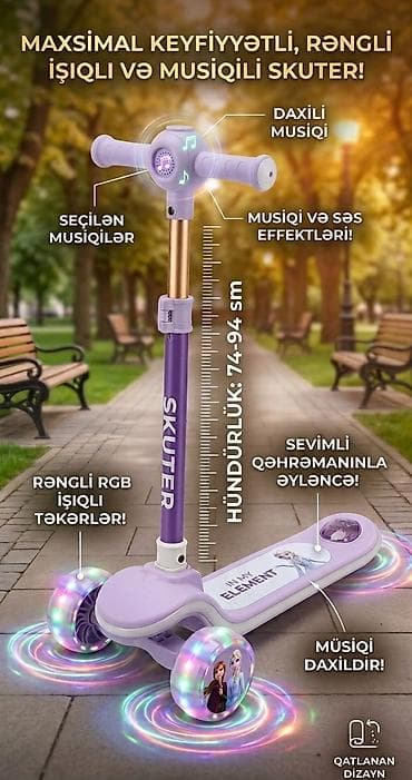 ses boqucu: Uşaq skuterı – işıqlı və musiqili model - RGB rəngli, işıqlı — 2