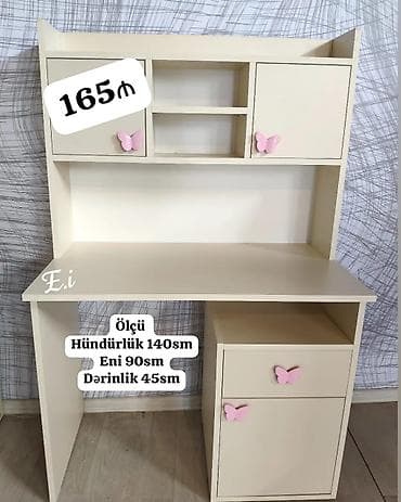 qız otaqları: Uşaq otağı üçün yazı/kompüter masası - Material: laminat/MDFlam tipli — 1