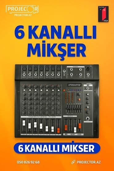 6 kanallı audio mikser 2500 w - 6 ayrı giriş kanalı – hər kanalda