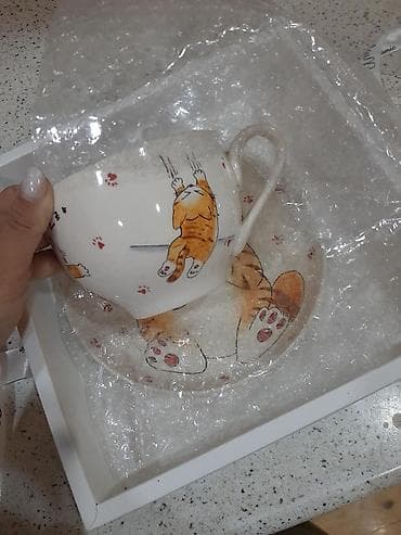 Qab-qacaq və mətbəx ləvazimatları: Çay dəsti, rəng - Ağ, Keramika, 1 nəfərlik — 1