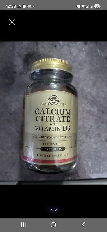 tib: Solgar Calcium Citrate with Vitamin D3 – 60 tablet. - Tərkib: Kalsium — 2